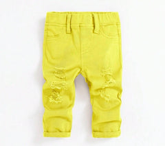 BABY YELLOW DISTRESSED SKINNY JEANS