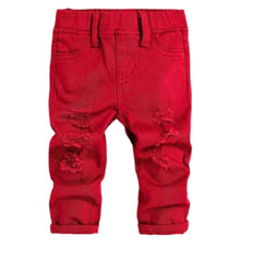BABY RED DISTRESSED SKINNY JEANS